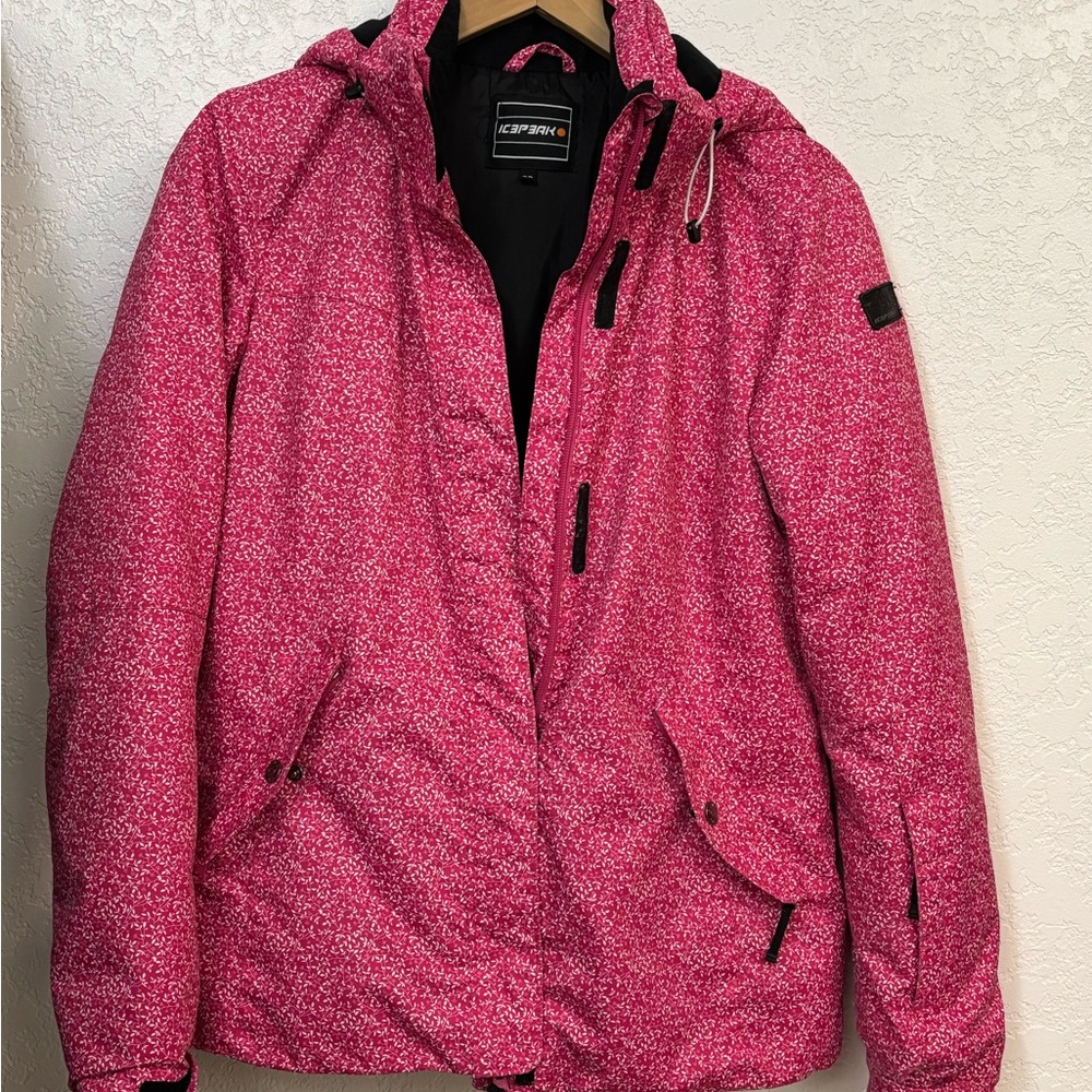 💗 Icepeak Brand, Finland, Pink Hooded Ski Snow Winter Jacket, like new condition